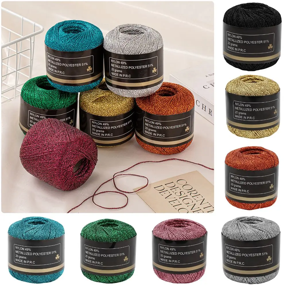 1Roll Gold Silver Thread 1mm 120M Multicolor Crochet Knitting Yarn Handmade Material DIY Craft Supply Dyeing Yarn