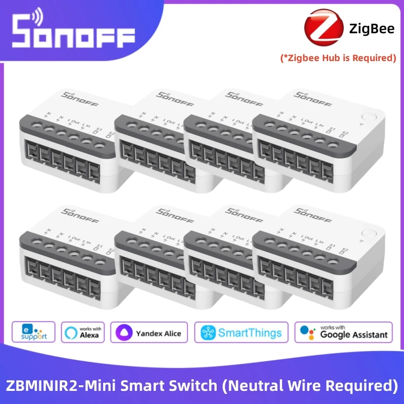

SONOFF ZBMINIR2 ZBMINI Extreme Zigbee Smart Switch, двустороннее управление, оснащенный съемным релейным режимом, работает с EWelink Alexa Google