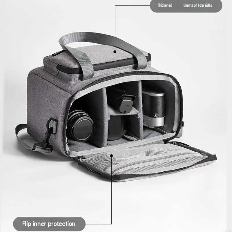 Fabric Camera Bag with Cushioned Interior, Reinforced Stitching, Front Storage Pocket, and Snap-Hook Shoulder Attachment H8WD