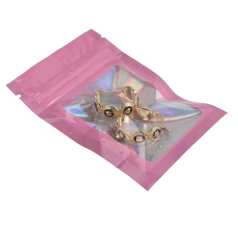 QWE-200 Pcs Smell Proof Mylar Bags Holographic Packaging Bags, Resealable Odor Proof Bags Foil Pouch Bags For Food Storage