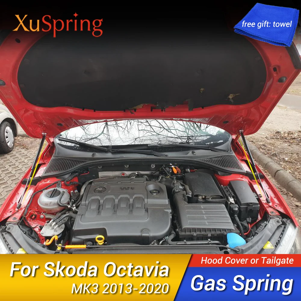 Pręty rozporowe samochodu dla Skoda Octavia A7 2012-2021 stylizacja remont klapa maski amortyzator gazowy wspornik podnośnika pręt hydrauliczny amortyzator akcesoria