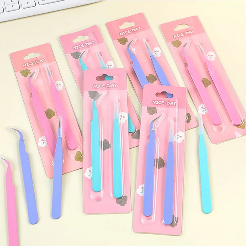2Pcs Stainless Steel Tweezers Multi-Function Tool Tweezer DIY Scrapbooking Paper Tape Stickers Macaron Color Precision Tweezer