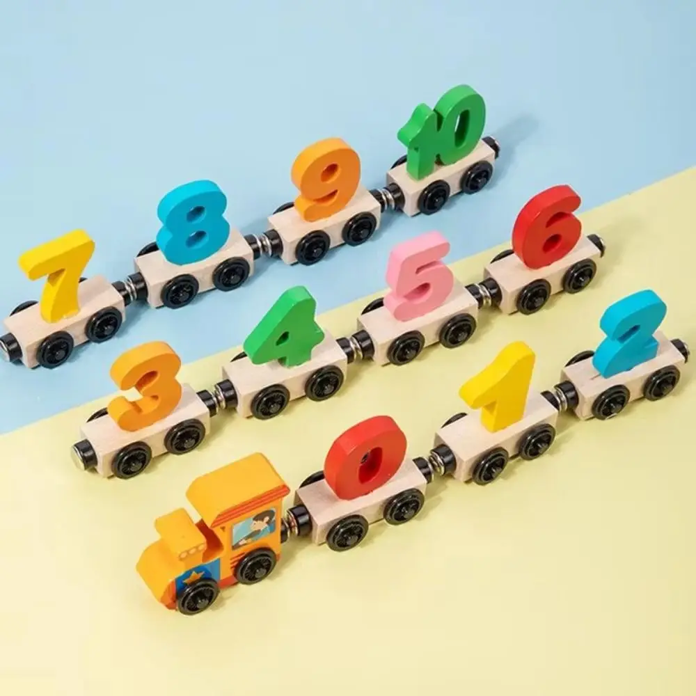 

Number/Animal Magnetic Wooden Train Toys Educational Fruits/Dinosaur Montessori Number Train Set Hand-eye Coordination