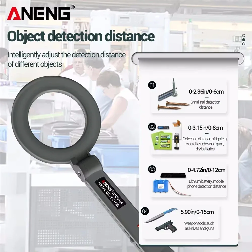 ANENG DM3004A Metal Detector Hand-held Highly Sensitive Small Examination Room Security Detector Scanning Detection Instrument