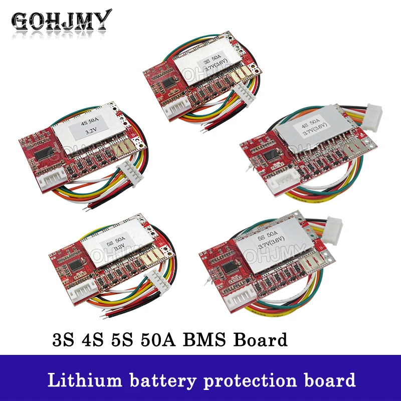 3S 4S 5S 50A BMS Board/ 55A 3.7V Lithium battery protection board/3.2V iron phosphate/LiFePO4 battery BMS board with Balance