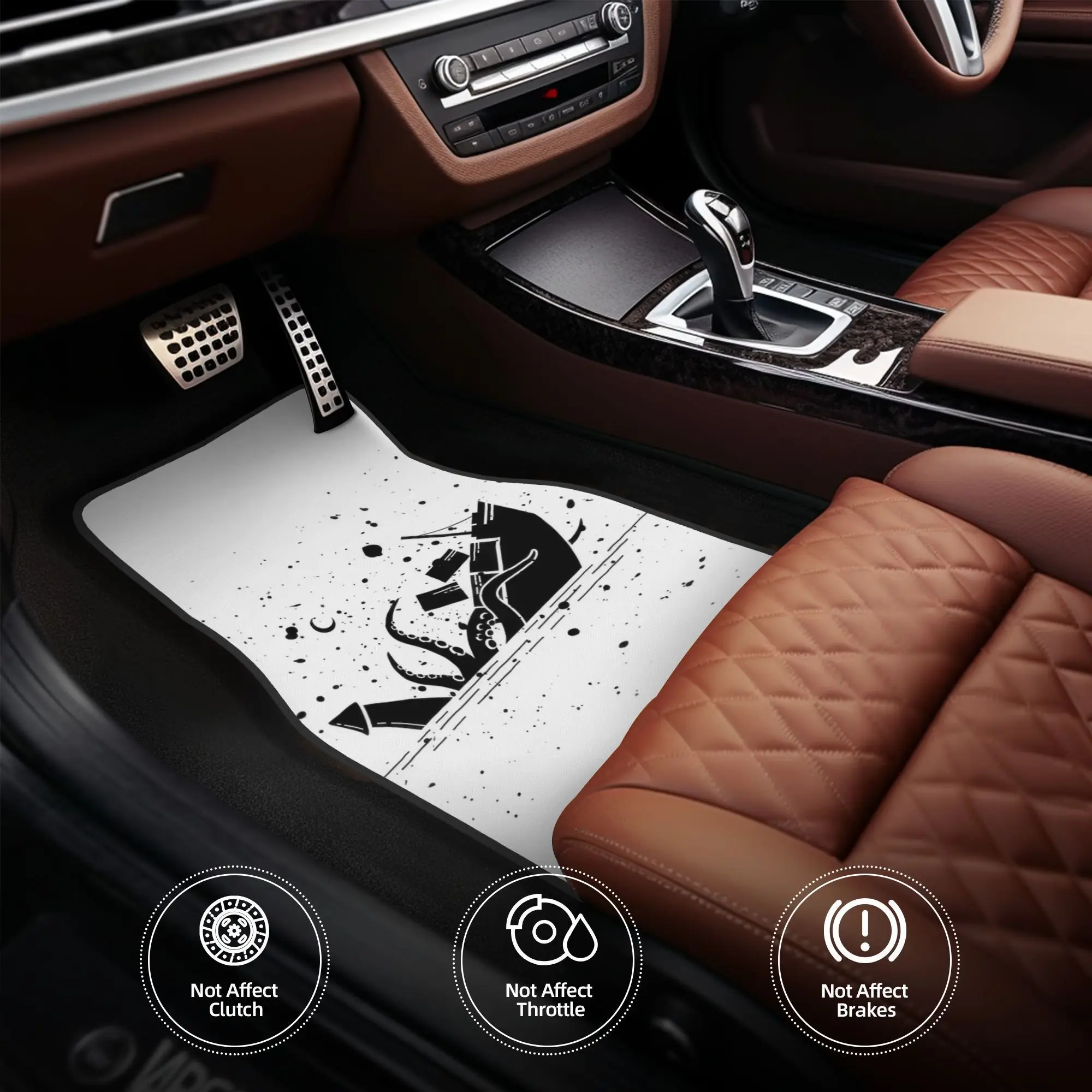 4pcs Let'S Get Kraken Octopus(96) Kraken Octopus Ocean Car Floor Mats,Durable Polyester Fiber,Fit For Cars,Ideal Gift, Vehicle I