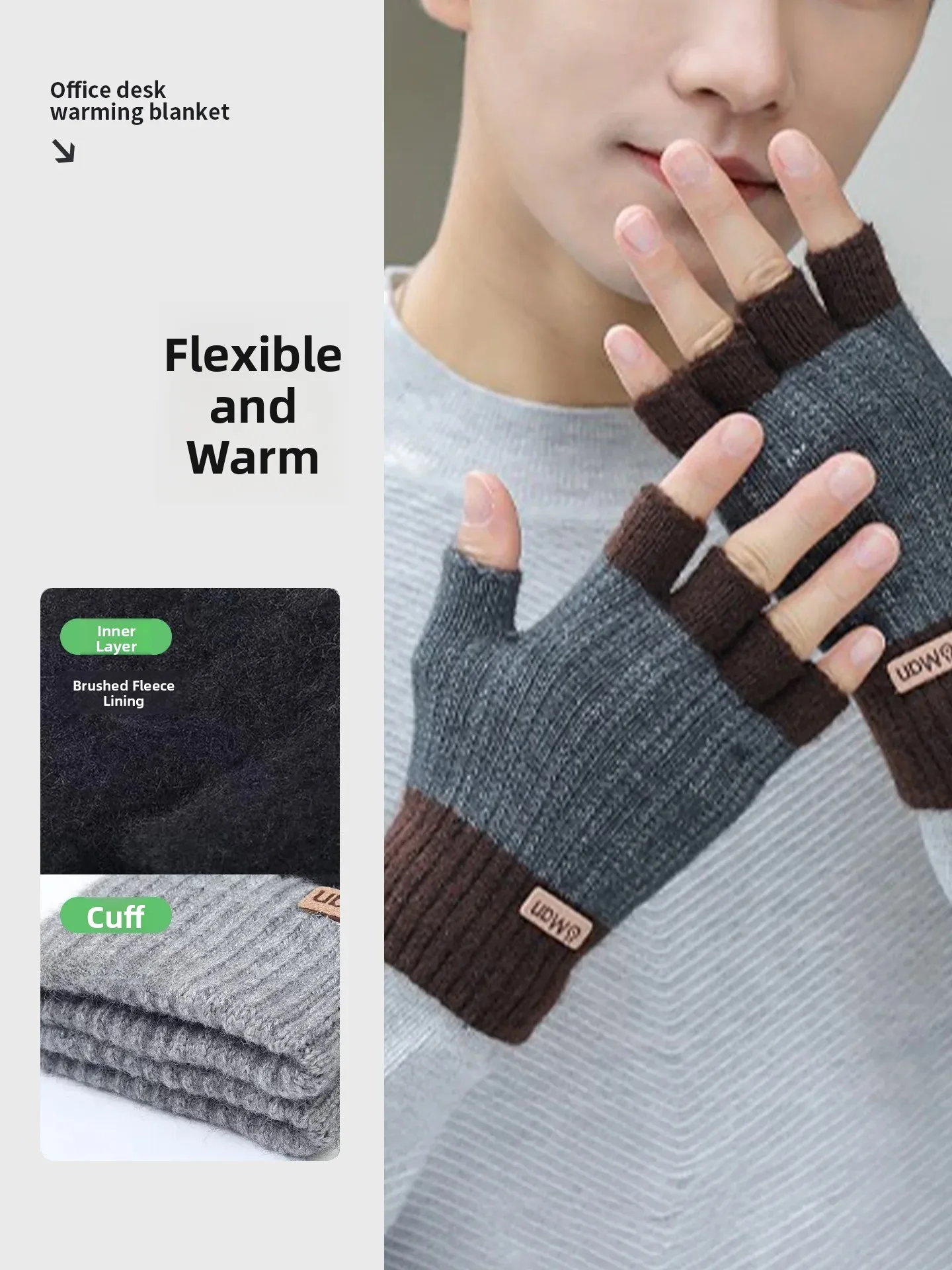 Men's And Women's Knitted Woolen Half Finger Gloves for Typing Warmth And Cold Resistance Suitable for Cycling