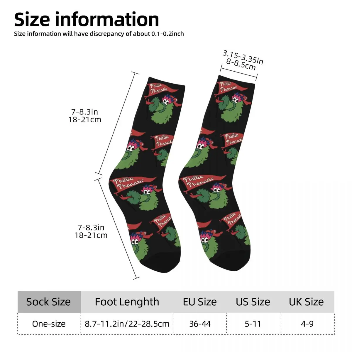 Phillie Phanatic Socks calze autunnali Retro adulti uomo calze morbide calde calze Anti sudore da corsa personalizzate