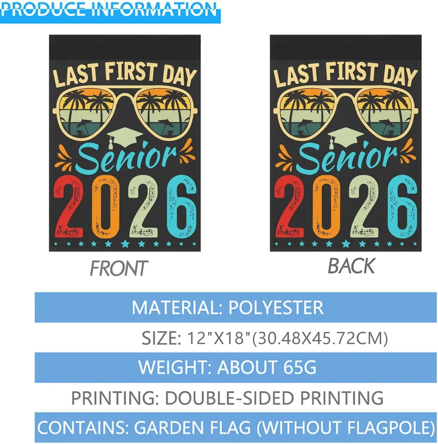 فئة يوم الأول من My Lasts لعام 2026 كبار العودة إلى المدارس 2026 علم الحديقة الموسمي 12 × 18 لافتة حديقة مضحكة مزدوجة الجوانب f AAO