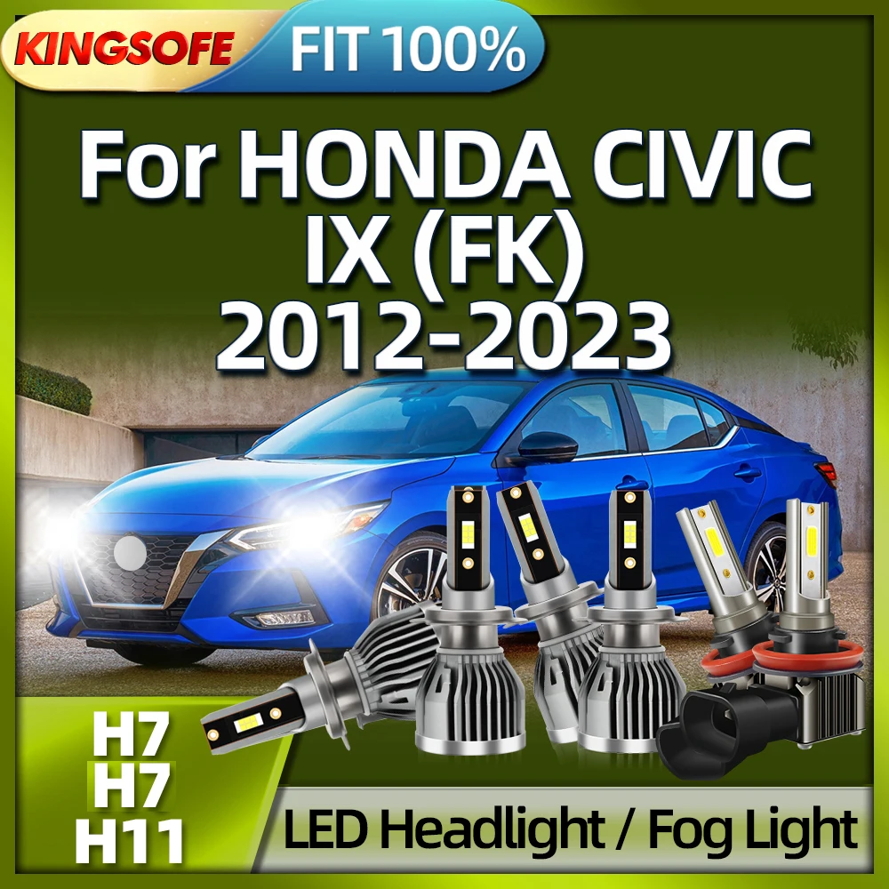 KINGSOFE 40000LM H7 LED Super Bright H11 Fog Light For HONDA CIVIC IX FK 2012 2013 2014 2015 2016 2017 2018 2019 2020 21 22 2023