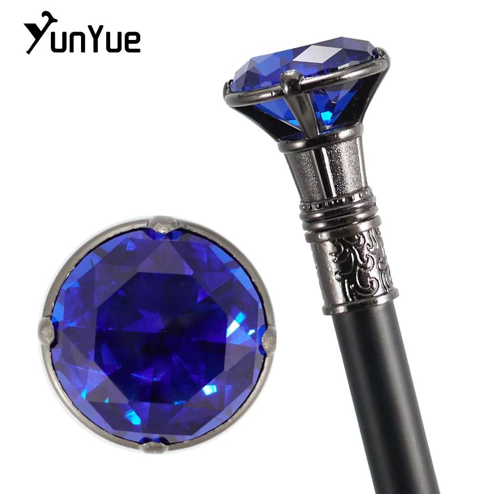 Bastón para caminar plateado tipo diamante azul, bastón decorativo artístico elegante a la moda para caballero, bastón Vintage para fiesta, Cosplay