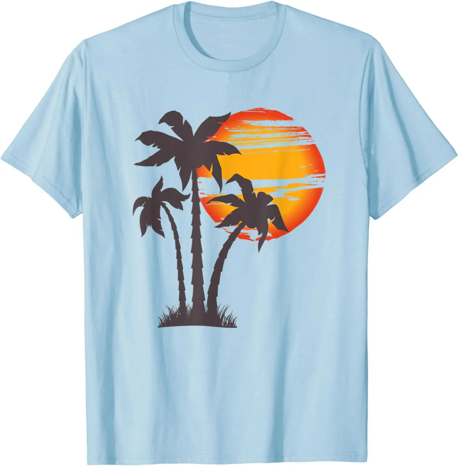 2024 Euro-American trend Palm Beach Ocean Couples Summer casual clothes Unisex Summer Sunset Paradise T-shirt