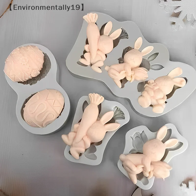 عيد الفصح مزدوجة البيض الأرنب قالب من السيليكون DIY بها بنفسك كعكة الشوكولاته الخبز الطين قطرات لاصق فيلم أداة