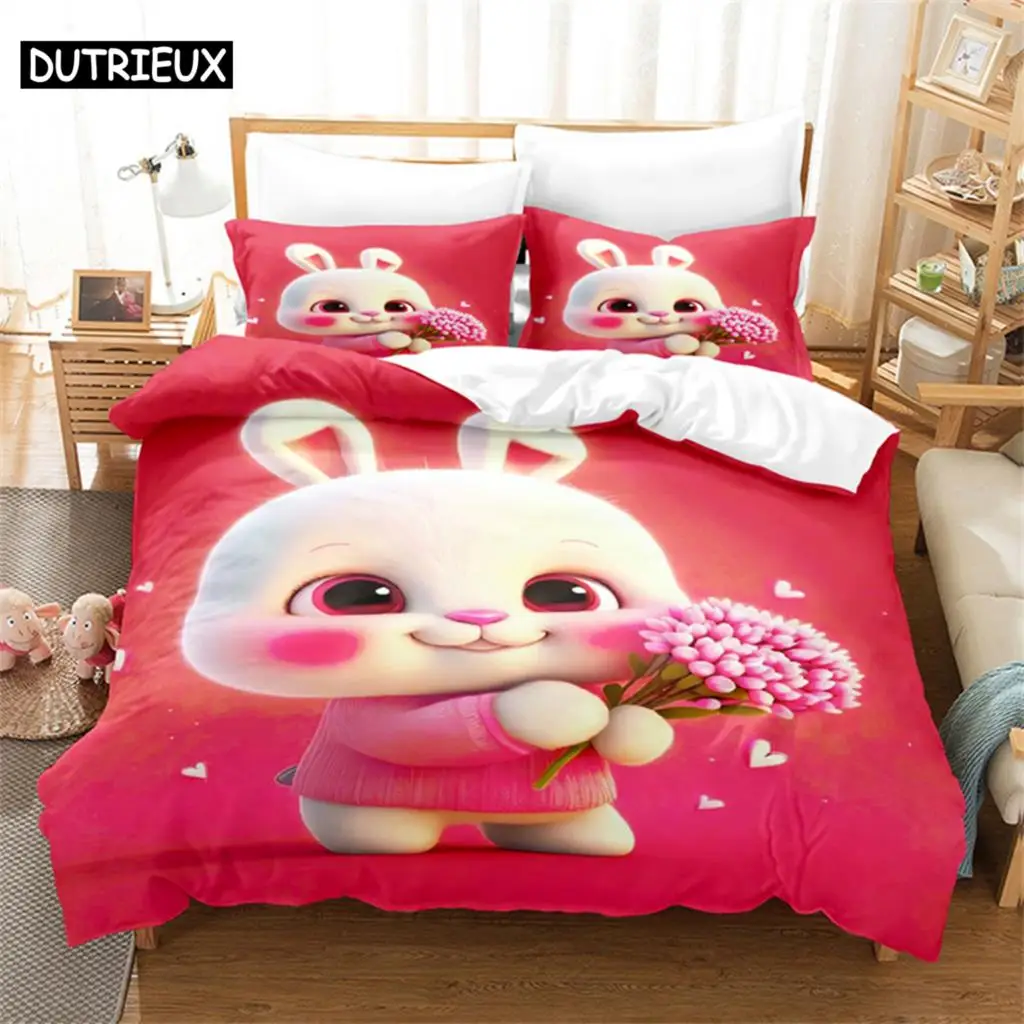 Cute Cartoon Animals Queen Bedding Set Duvet Cover Set Bedding Digital Printing Bed Linen King Size Duvet Cover Set Bedding Set