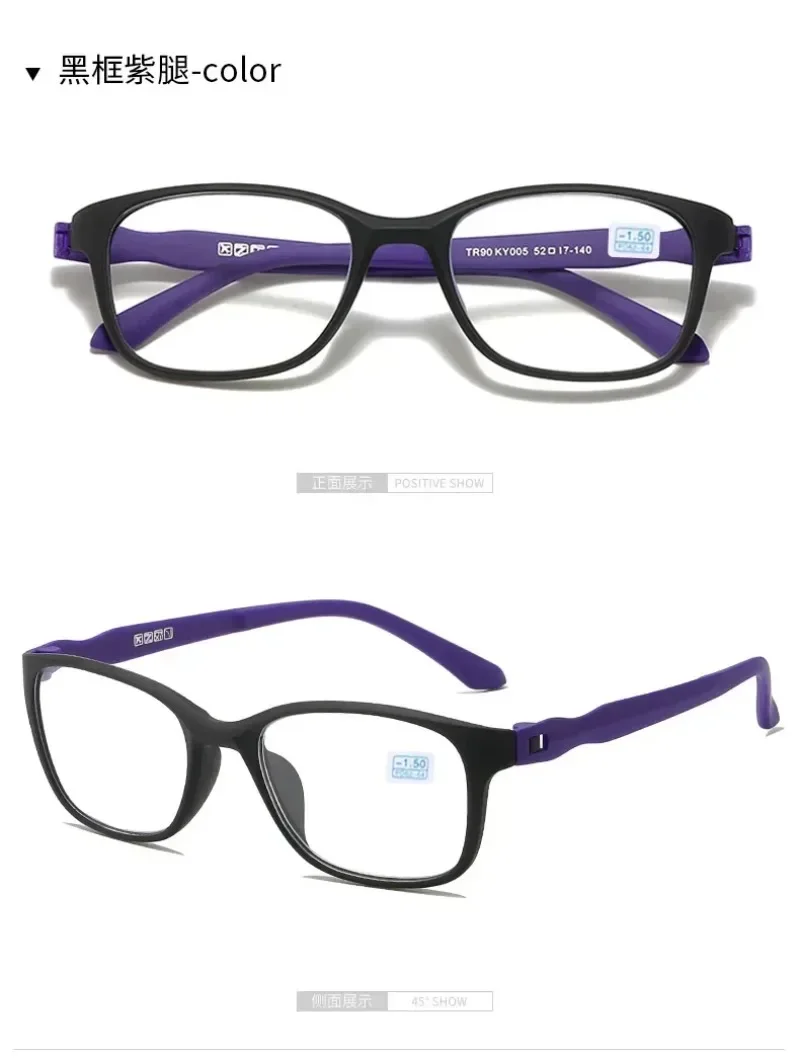 Unisex Fertig Myopie Brille Schwarz Männer Business Ultraleichte TR90 Brillengestell Brille Frau Blaulichtbrille 0-0,5 bis -6,0 – Detail 14