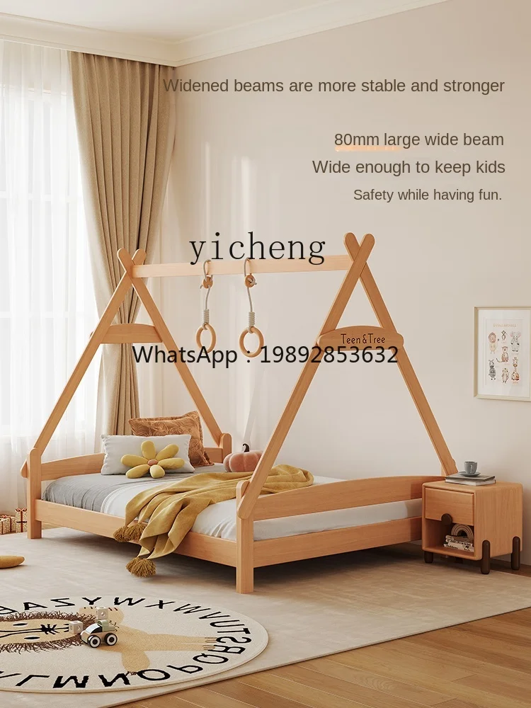 เตียงบ้านต้นไม้เด็กทำจากไม้เนื้อแข็ง AG เตียงเดี่ยวทรงเต็นท์น่ารักสำหรับเด็ก