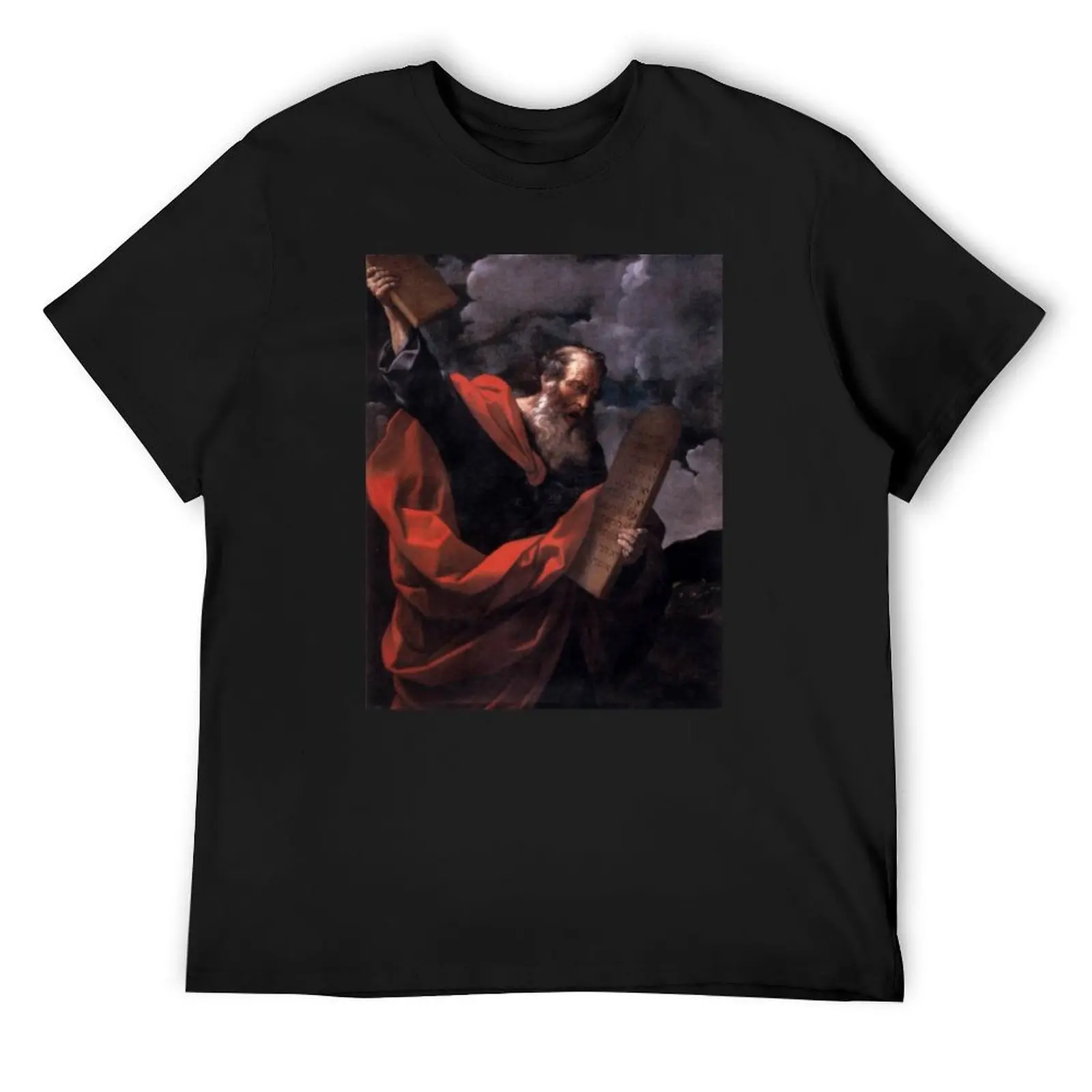 Moses With The Tables Of The Law - Guido Reni T-Shirt custom t shirt plus sizes oversized graphic tee Short sleeve tee men