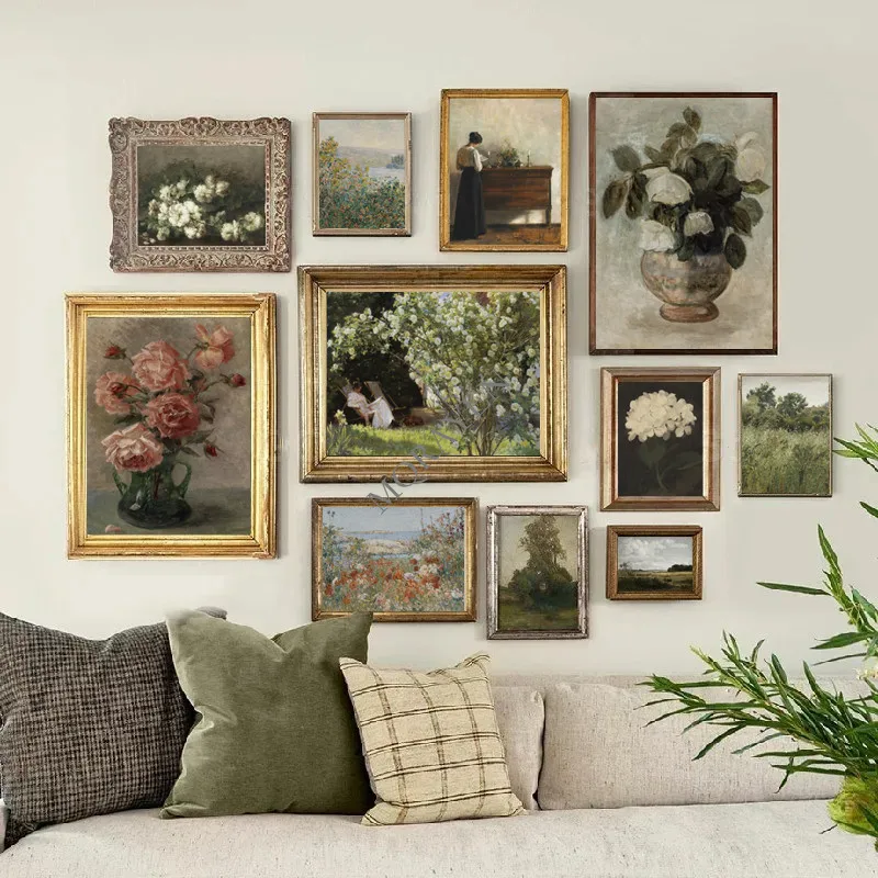 Rural Nature Landscape Wall Art Victorian Woman Reading Posters Canvas Painting White Flower Prints For Living Room Home Decor