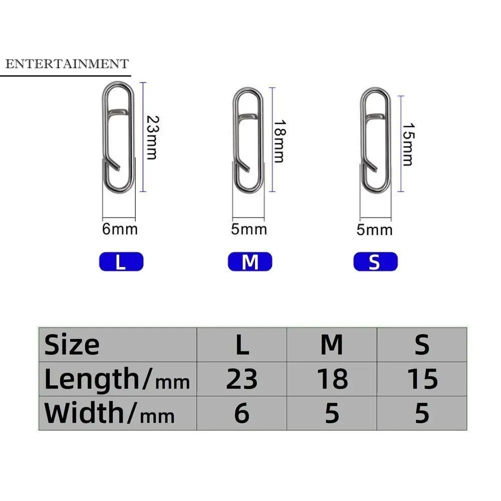 

steel Safety Pesca 15mm/18mm /23mm Fishing Lure Connector Fishing Swivel Connector Lock Snap Connector Fishing Interlock Snap