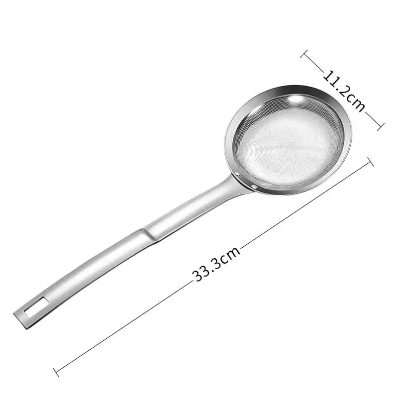 Filter Scoop Stainless Steel Fat Skimmer Spoon Fine Mesh Strainer Food Strainer With Handle Kitchen Oil Skimmer Strainer