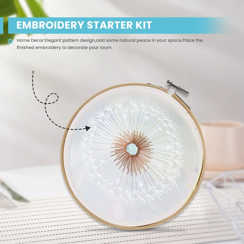 Kits de bordado para principiantes, diente de león creativo, bordado a mano, punto de cruz, Kit de manualidades con patrón de Color, tela, Ba