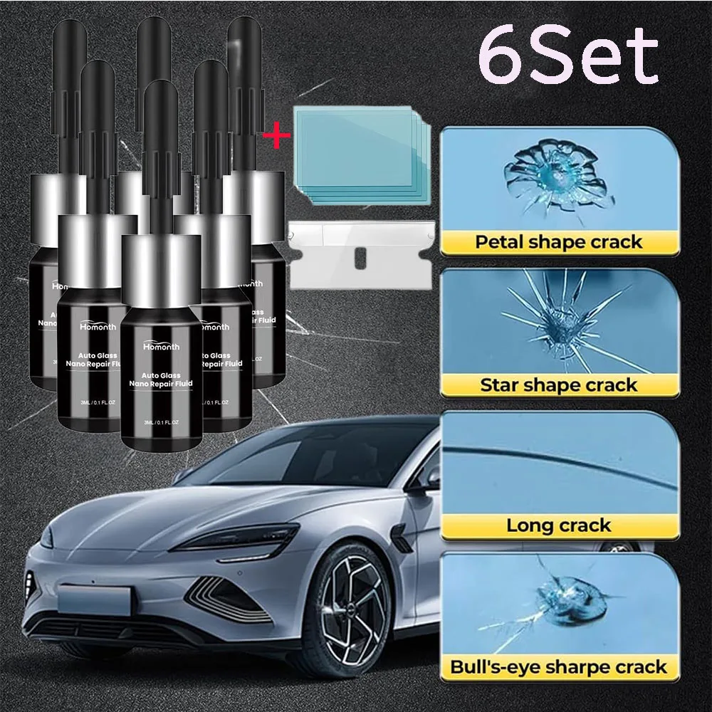 

6 компл. нано-ремонтная жидкость для авто стекла, трещины для лобового стекла, клей для быстрого ремонта, ремонтная жидкость для ремонта стекла, жидкость для ремонта стекла