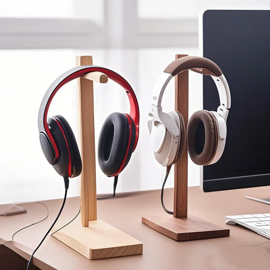 Wood Headphone Stand Earphone Display Rack Hanger Bracket Gamer Headsets Storage Shelf Gaming Accessories Home Storage