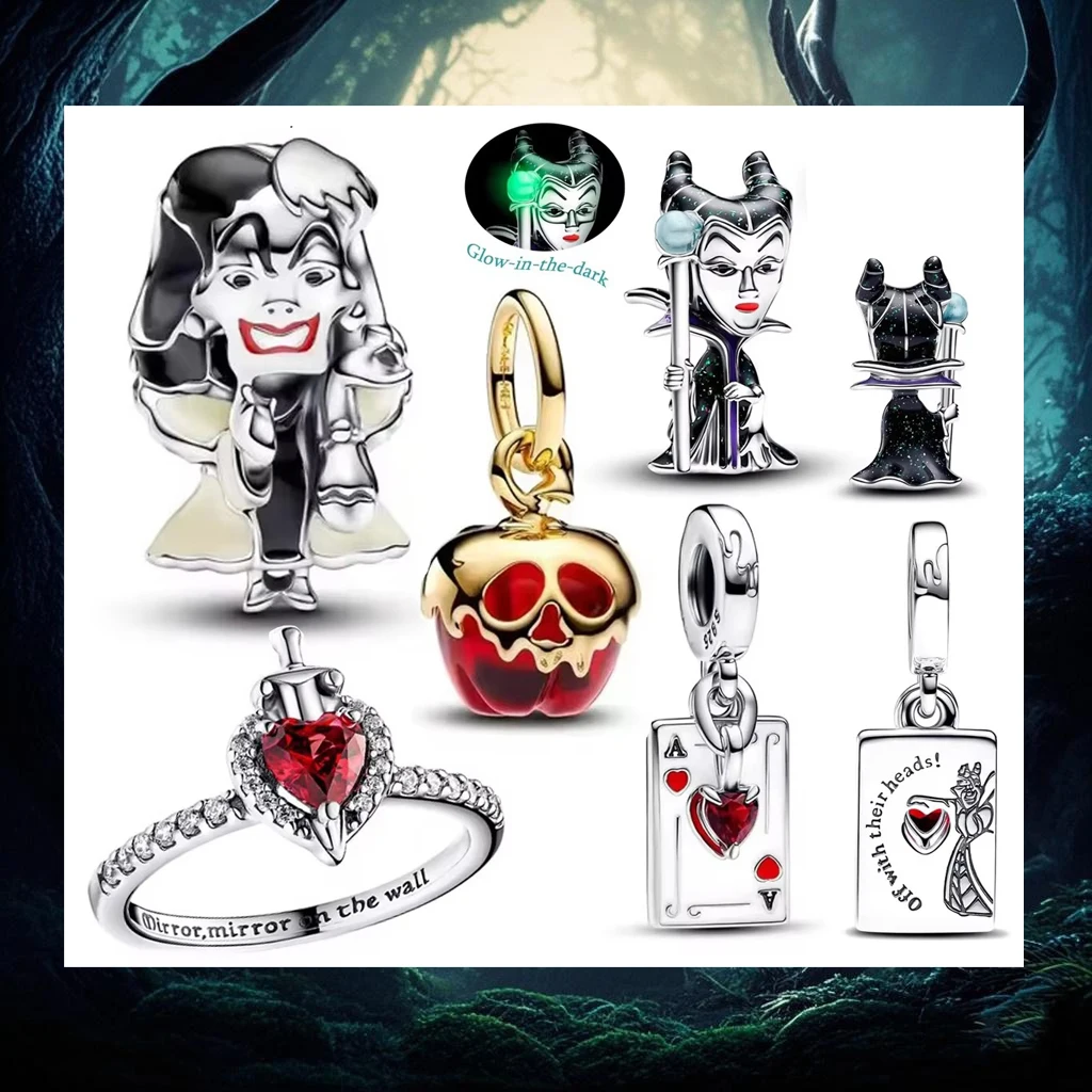 New 925 Silver Jewelry Disney Villians Full Collection Set Cruella De Vil Maleficent Charm Fit Original Bracelet With Brand Logo