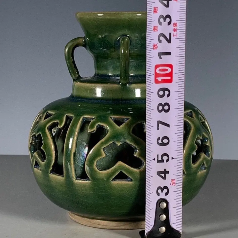 Jun Kiln Ceramic Water Coupe with Natural Flambe Glaze, Antique Desk Stationery Ornament