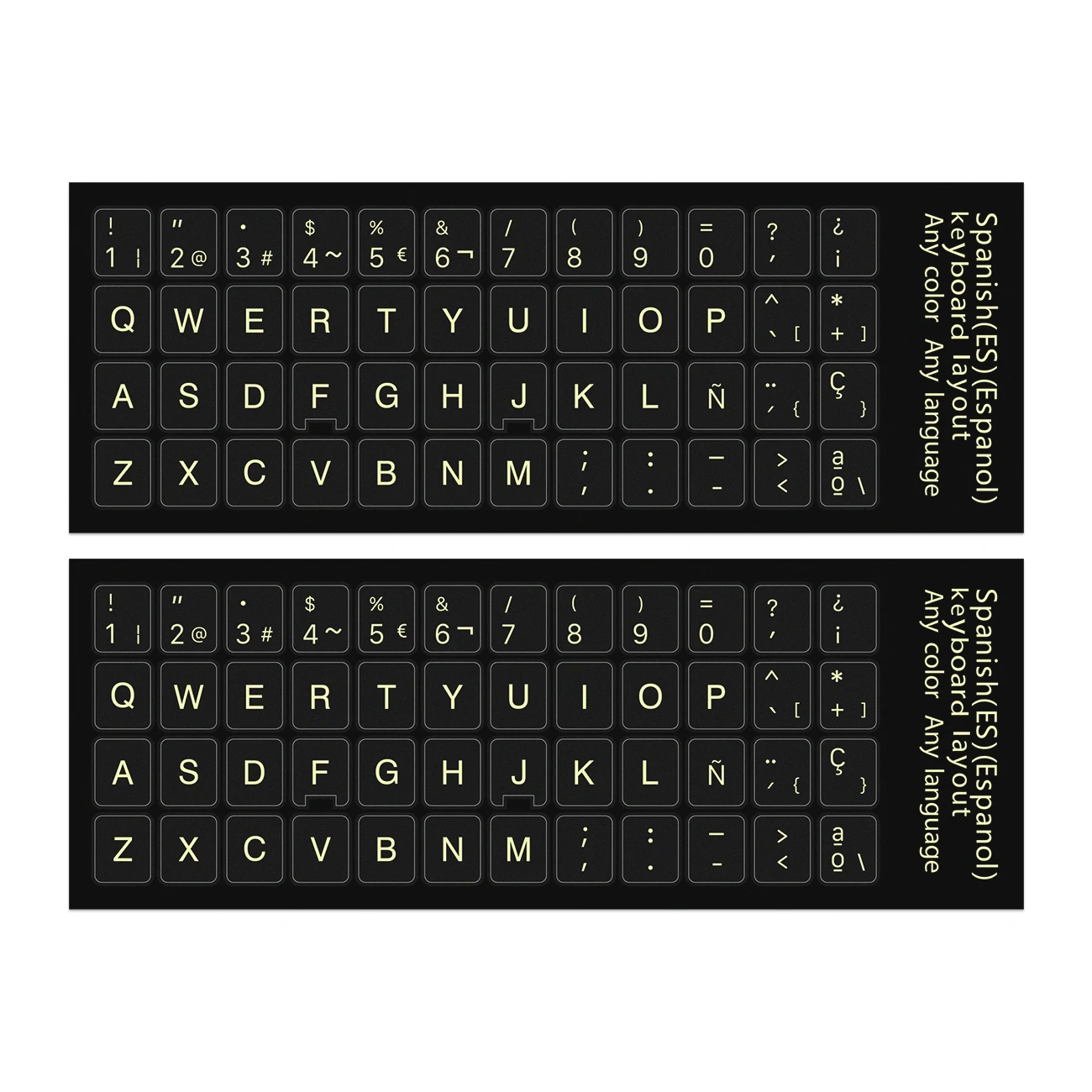

2pcs Spanish Multicolor Keyboard Sitickers Skin, Universal Keyboard Letters Replacement Sticker for Macbook Computer PC Laptop