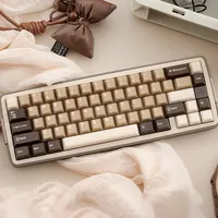 PBT PC Keycaps 164 Keys Translucent Coconut Latte Coffee Theme Double Shot Cherry Height for Mechanical Keyboard AULA F75 Ajazz