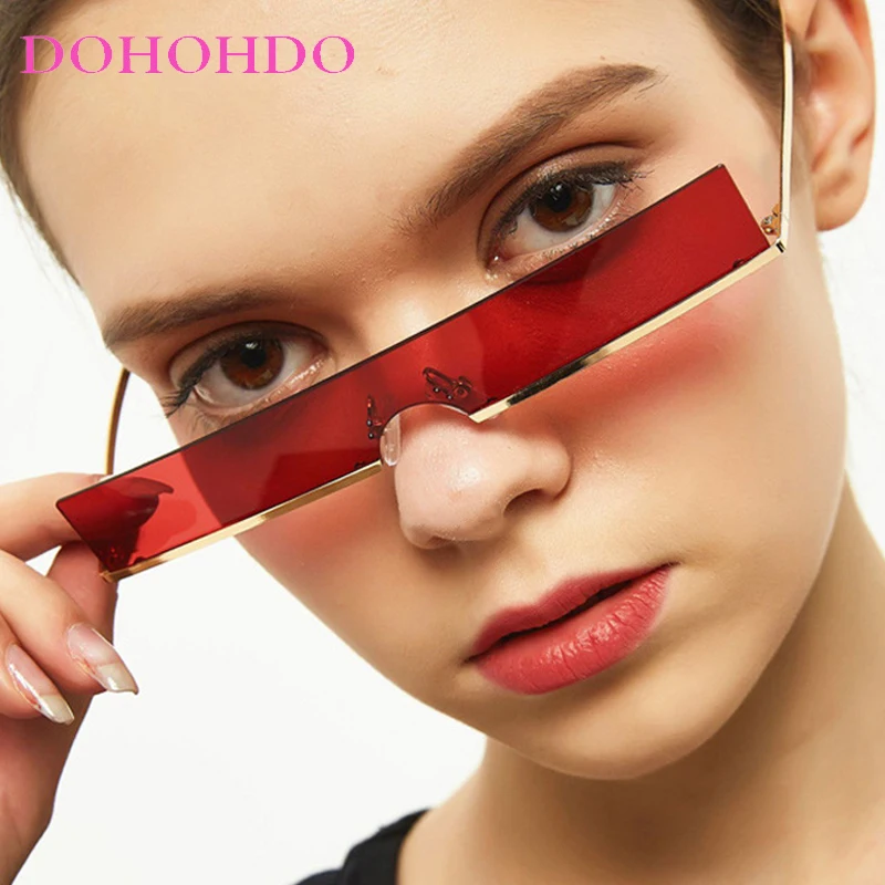 

Rimless Square One-Piece Women Sunglasses Retro Luxury Design Metal Small Frame Men Sunglass Summer Traveling Shades Male UV400