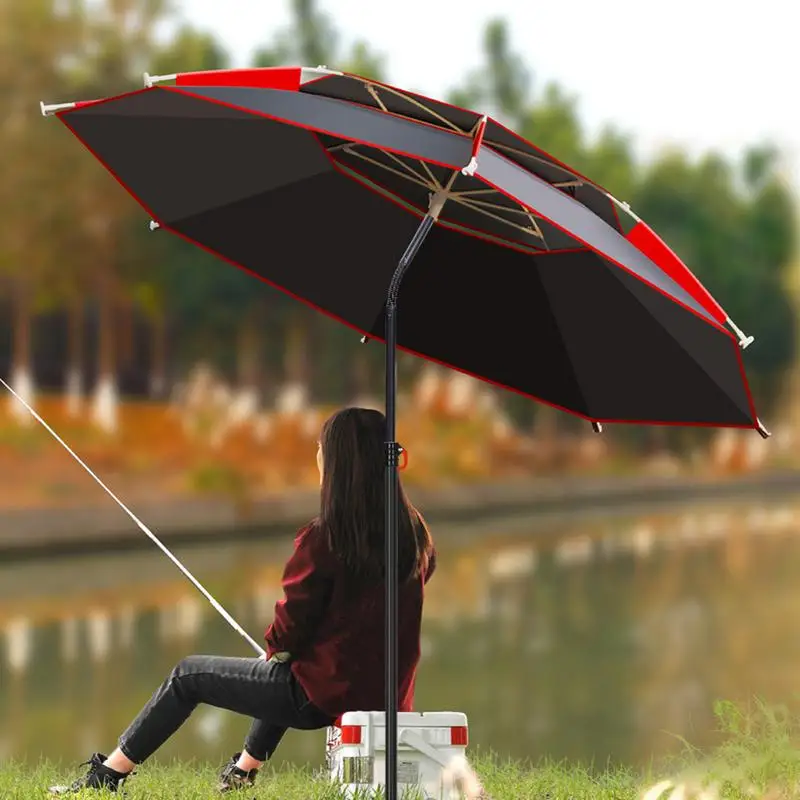 1.8m Fishing Sun Umbrella with 360-Degree Rotation Thickened Folding sun and snow protection Fishing Umbrella for Beach camping