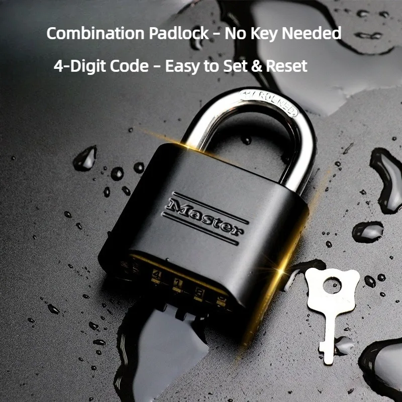 178D Long Shackle Combination Padlock, Solid Copper Weatherproof Outdoor Lock for Gates, Anti-Rust Heavy Duty