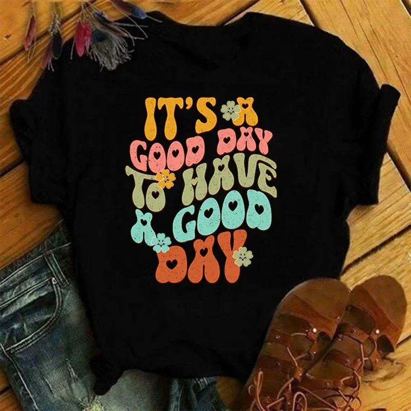 Summer Casual Loose T Shirt Women Men Harajuku Shirts Hot Mental Health It'S A Good Day To Have A Good Day Print T-Shirt 2024