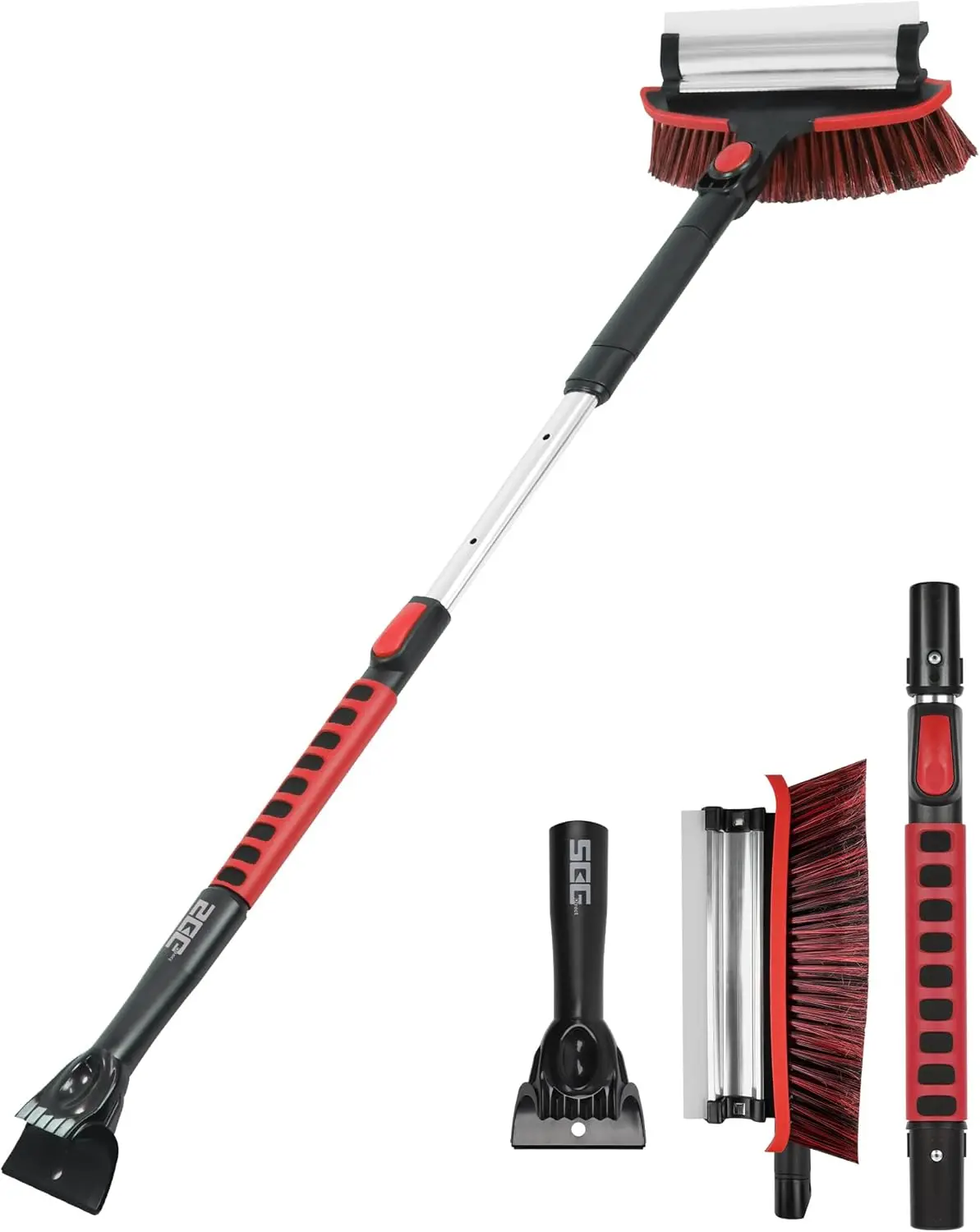 

42" Extendable Snow Brush and Ice Scraper with Telescoping Foam Grip, Heavy-Duty Tool for Car SUV RV Truck