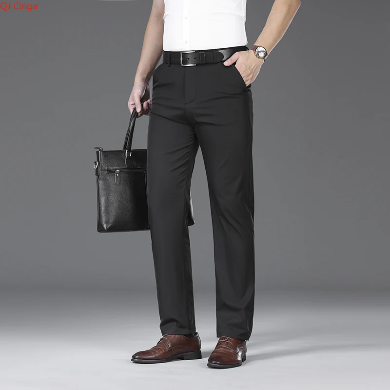 

Новинка лета 2026: Мужские черные брюки-костюмные, серые зауженные брюки азиатских размеров, повседневные деловые брюки. Синий, хаки, коричневый