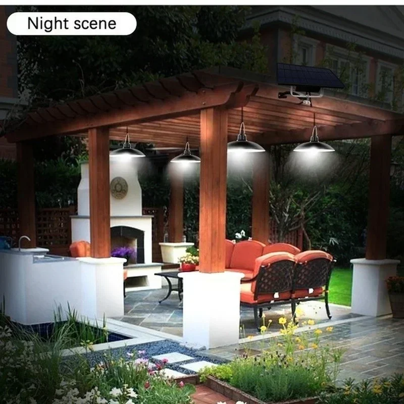 Lampe Solaire Suspendue Extérieure Double Tête Pluuttiem - Éclairage LED Jardin Et Grange