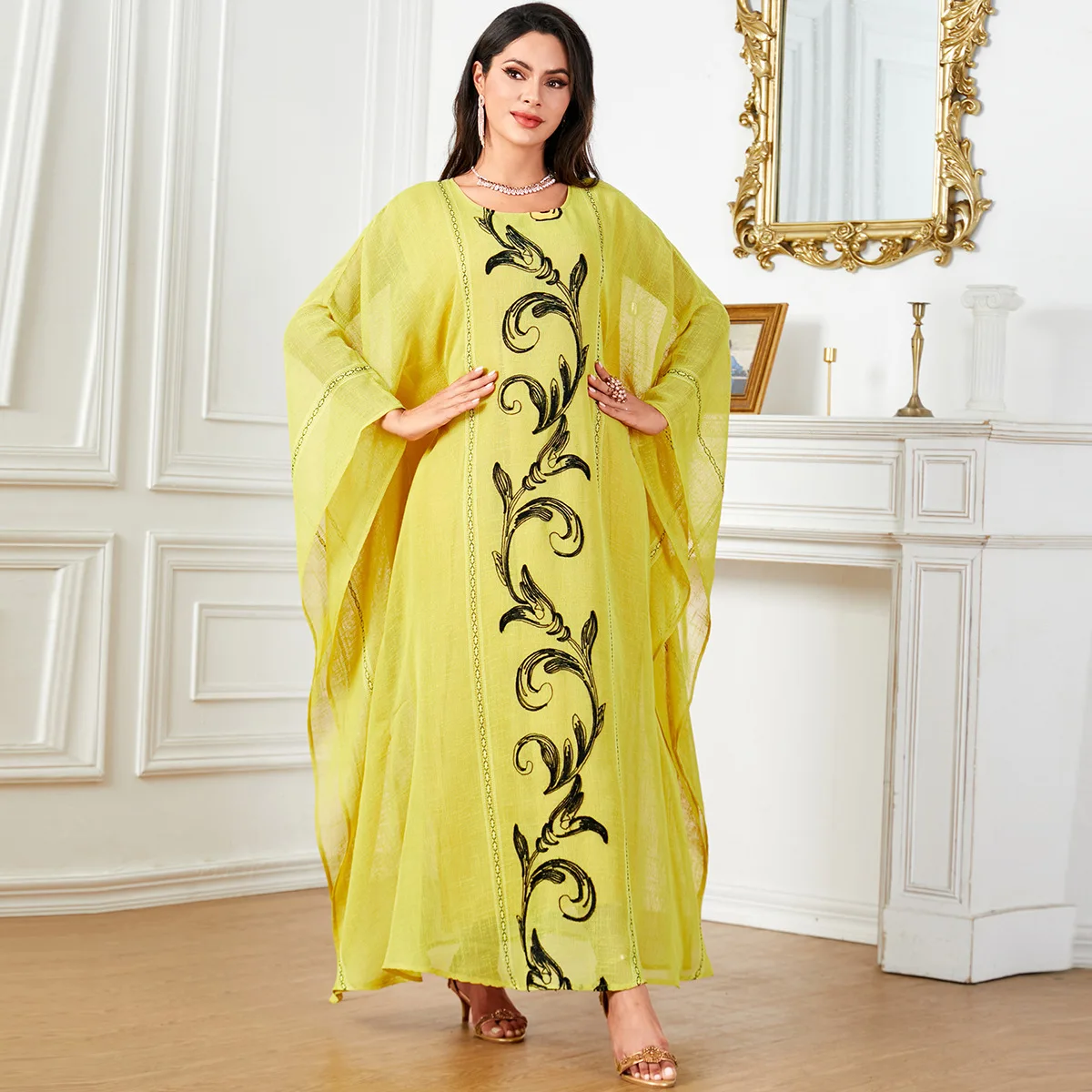 

2024 New Kaftan Dubai Turkey Abaya Women Muslim Loose Maxi Dress African Dashiki Eid Djellaba Ramadan Islam Jalabiya Caftan Gown