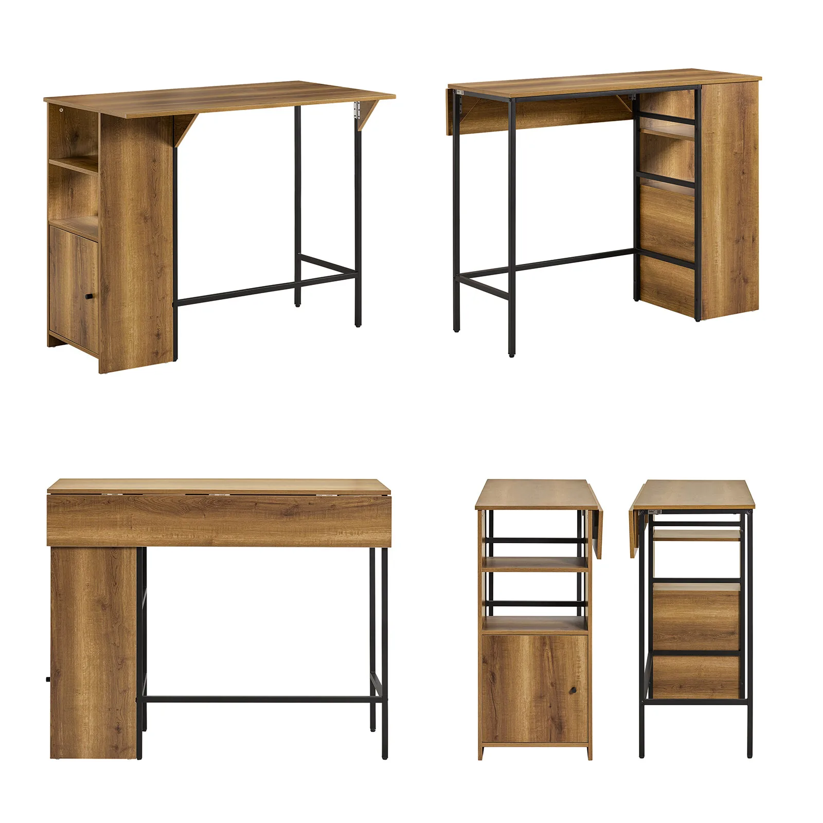 SoBuy FWT98-PF Bartisch Esstisch mit erweiterbarer Arbeitsfläche Hochtisch Bistrotisch Stehtisch Bartresen im Industrie-Desig – Detail 9