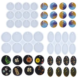 8/12pcs Round Oval Pendants Resin Silicone Mold Diy Crystal Earring Charms for Jewelry Making Supplies