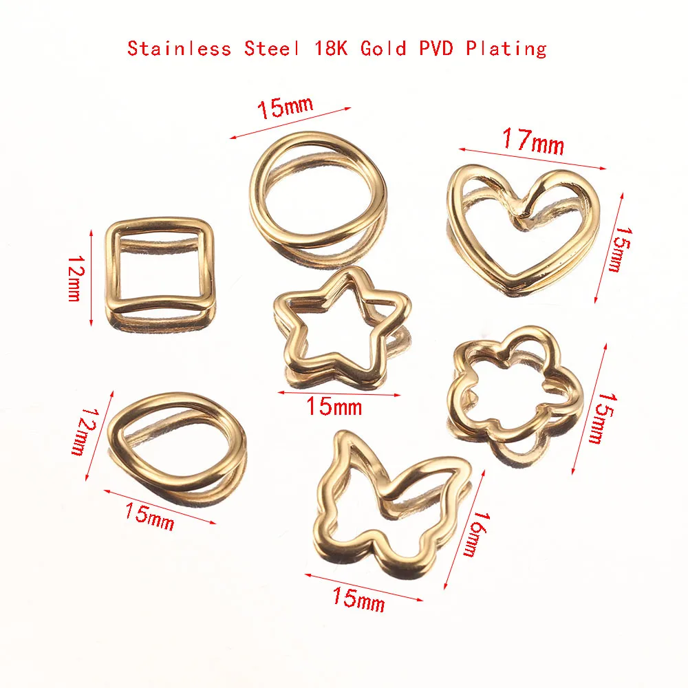 5pcs Gold-Plate Stainless Steel Butterfly Flower Hollow Pendants Charms Connectors for DIY Necklace Jewelry Making Supplies