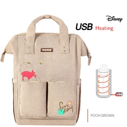 Disney-mochila para pañales de bebé, bolso Oxford con aislamiento de biberón USB, bolsas de cambio de pañales para mamá, cuidado del bebé