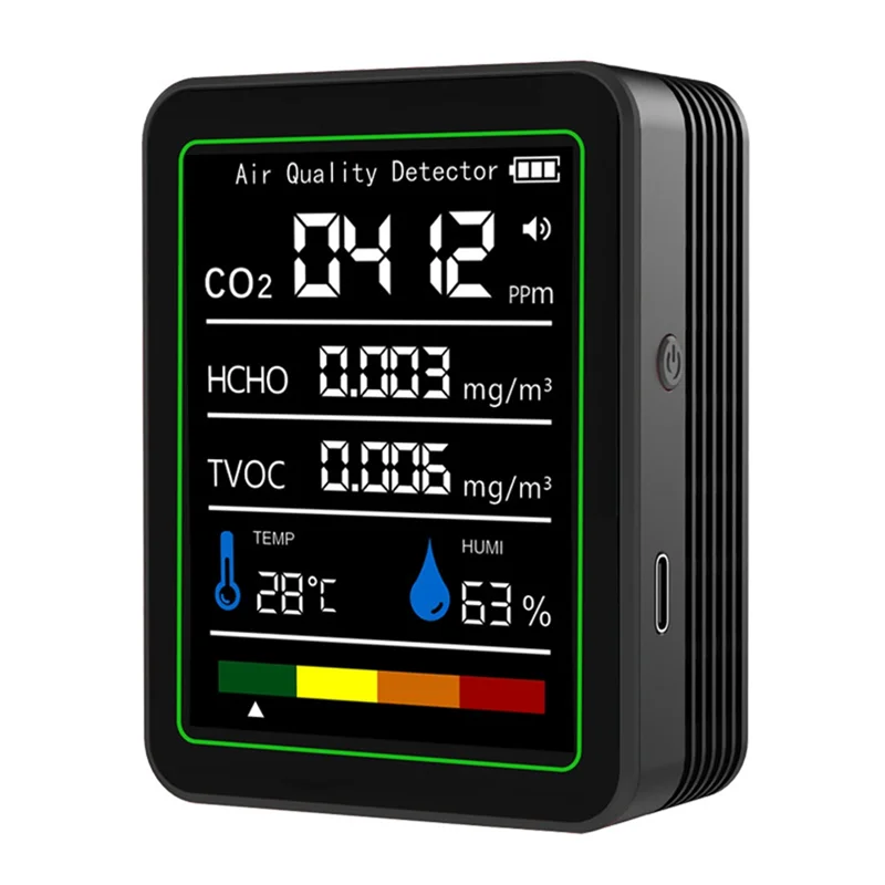 【Rápido de entrega】Monitor de formaldehído Detector de dióxido de carbono Detector de TVOC Temperatura y humedad CO 2 Monitor de calidad del aire
