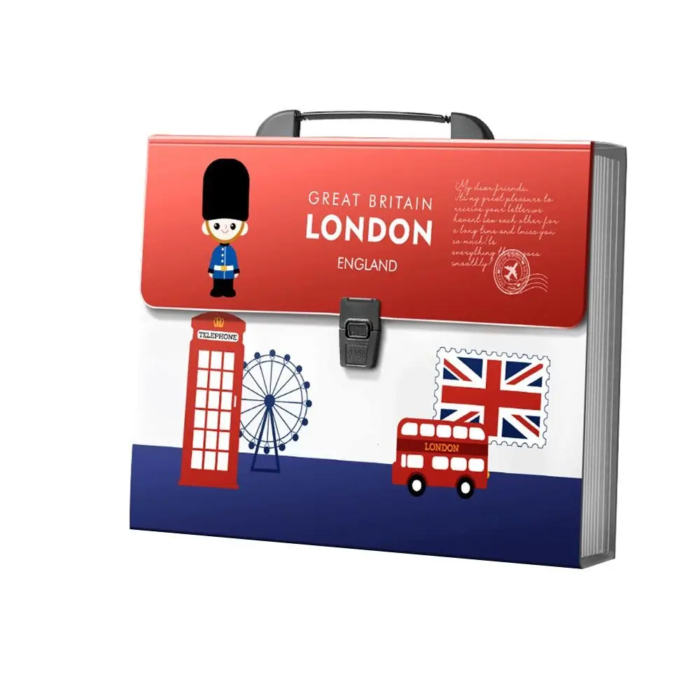 New 13 Layer Expanding Folder Large Capacity Portable Data Sorting Folder British Style Document Organizer Student Use