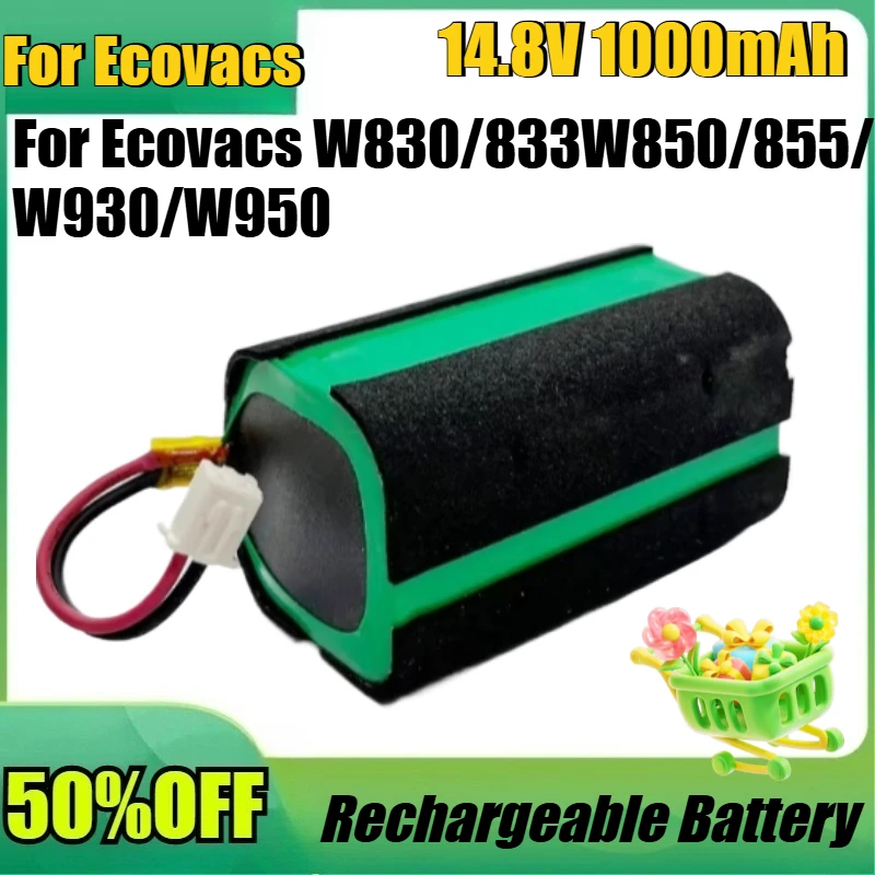 

Новая высококачественная батарея 14.8V 1000mAh для роботов-мойщиков окон Ecovacs W830/833/W850/855/W930/W950