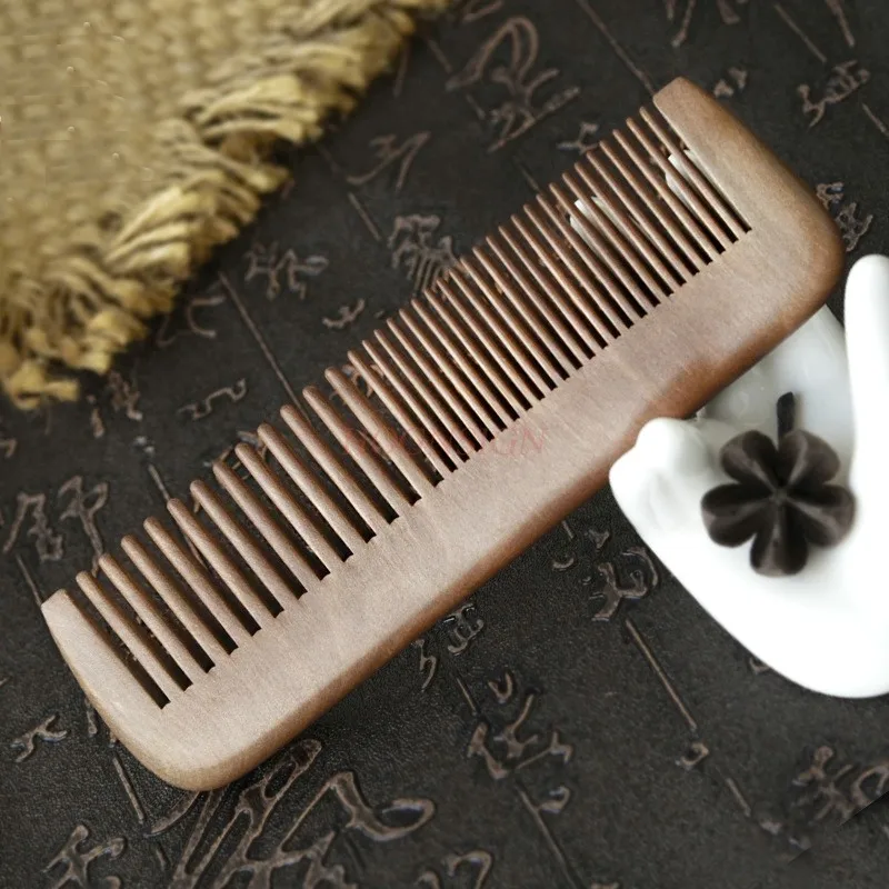 Boutique Peach Wood Comb Full Teeth Comb Dense Teeth Two End Comb Small Portable Comb