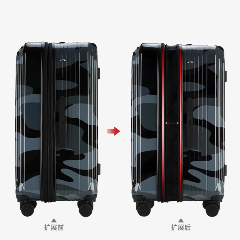 New large-capacity luggage travel trolley suitcase men women 28 inch universal wheel expandable high-quality camouflage black