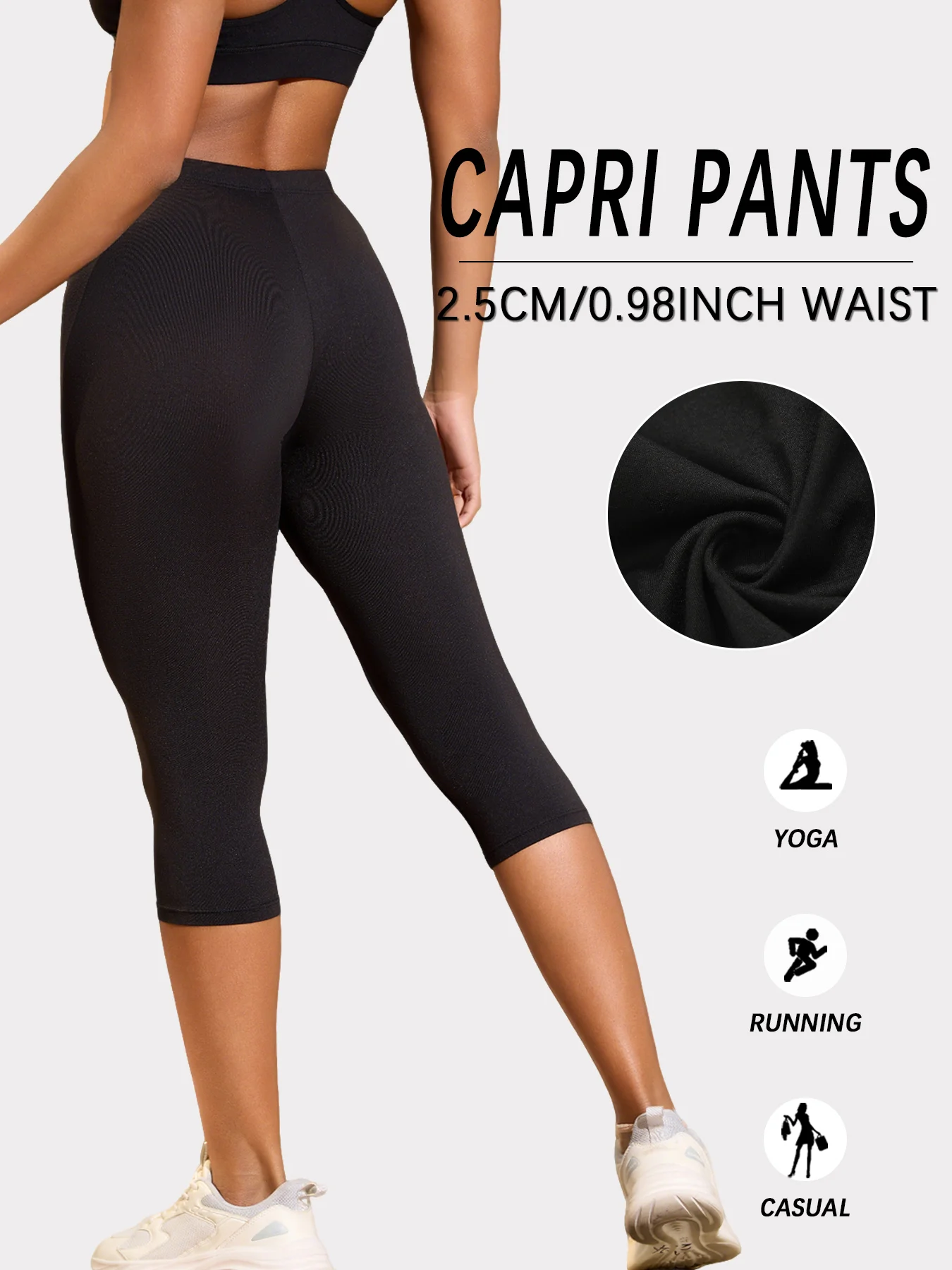 3 Pack Women's Super Soft Capri High Stretchy Breathable Sports No See Through Workout Running Yoga Push Up Gym Fitness Leggings