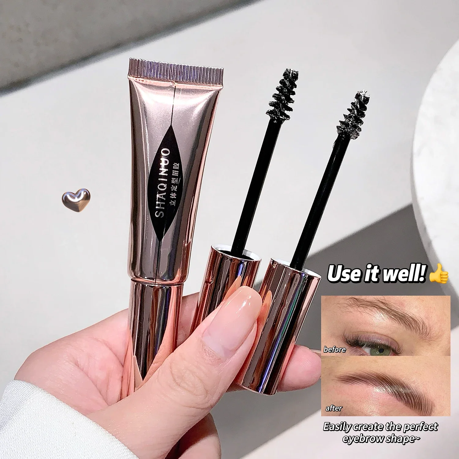 Gel para peinar cejas Fácil de dar forma y sujeción duradera, cepillo pequeño para una aplicación sin esfuerzo, de color natural para Al